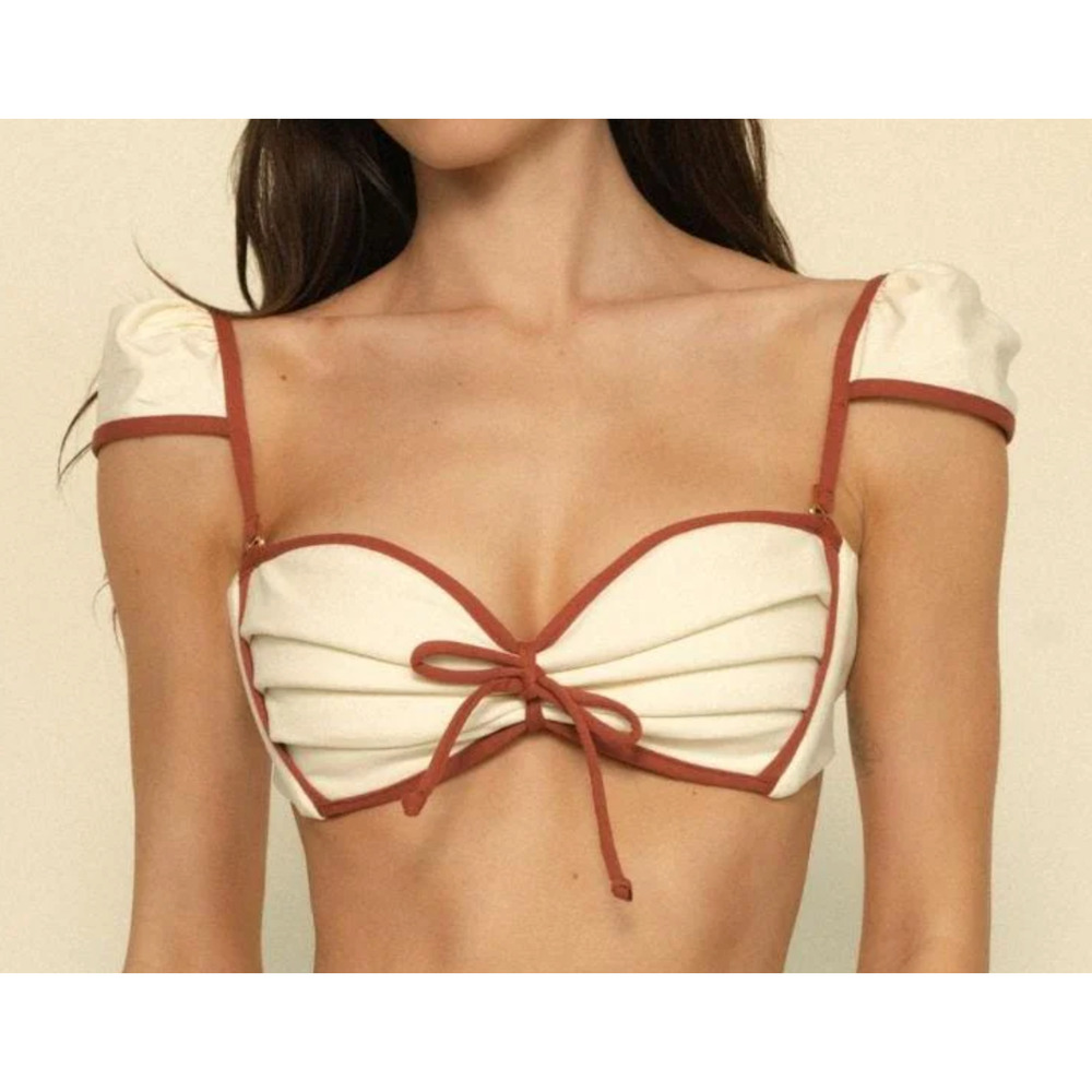 NEW MONTCE OAT TERRACOTTA BINDED CABANA BOWS BIKINI SWIMSUIT SWIM TOP SZ M - Picture 7 of 12
